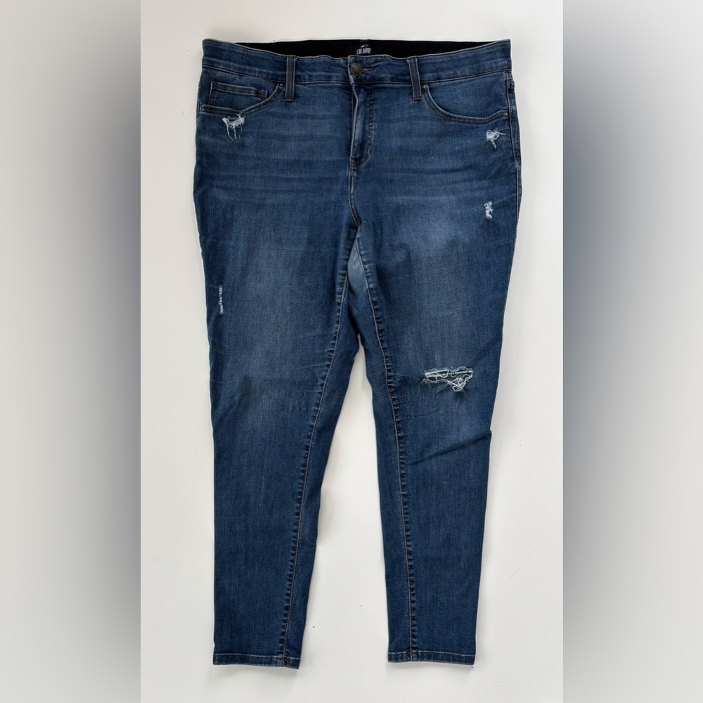 LuLaRoe With Love Women’s Dark Blue Distressed Stretchy Skinny Jeans Size 36